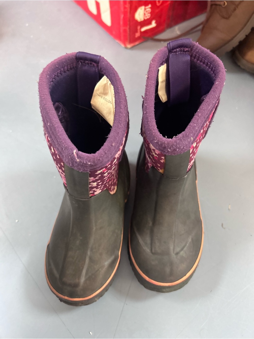 Cat & Jack Toddler Girl Purple Star Heart Waterproof Rain Boots Size 7/8
